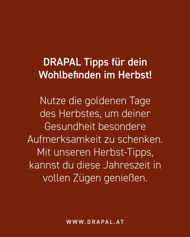 Bald ist es soweit. Der Herbst steht vor der Tür. DRAPAL gibt dir Tipps für dein Wohlbefinden in dieser besonderen Jahreszeit. Nutze die goldenen Tage des Herbstes, um deine Gesundheit zu stärken und diese Jahreszeit in vollen Zügen zu genießen. 🍁🍂

#goldenerherbst #tannini #hustensirup #gesundheitimsommer #sommervitalität #natürlichfit #gesundeernährung #drapal #naturkraft #gesundheit #naturprodukte #qualität #pflanzensaft #lebensstil #natürlichkeit #gesundheitsbewusstsein #naturliebhaber #lifestyle #lebensfreude
